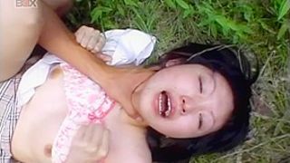 Japanese doll shows nude pussy in sexy outdoor scene