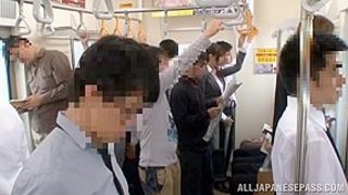Naughty Japanese teen has sex on the train