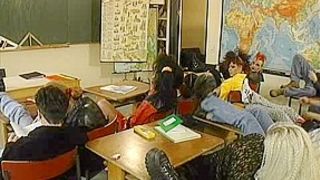 Vintage orgy in the classroom with sexy teen students