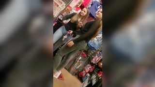 Candid College college girl shopping in tight jeans